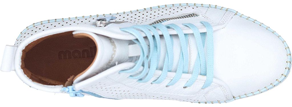 Manitu Damen Stiefelette Leder mit Lochmuster und Reißverschluss 990645, Größe:39 EU, Farbe:Weiß