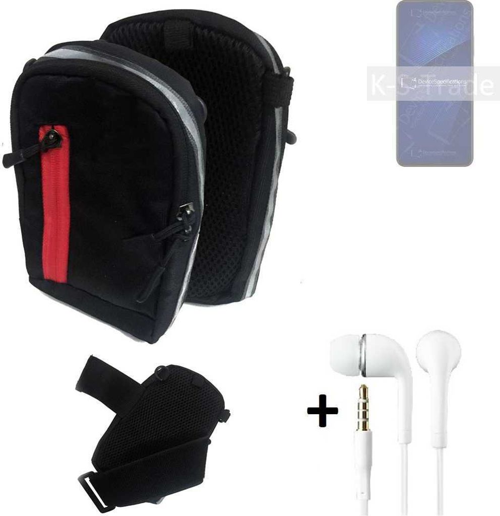 K-S-Trade Outdoor Gürteltasche Holster Umhängetasche + Kopfhörer kompatibel mit ZTE Axon 41 5G schwarz Handy Tasche Case travelbag Schutzhülle