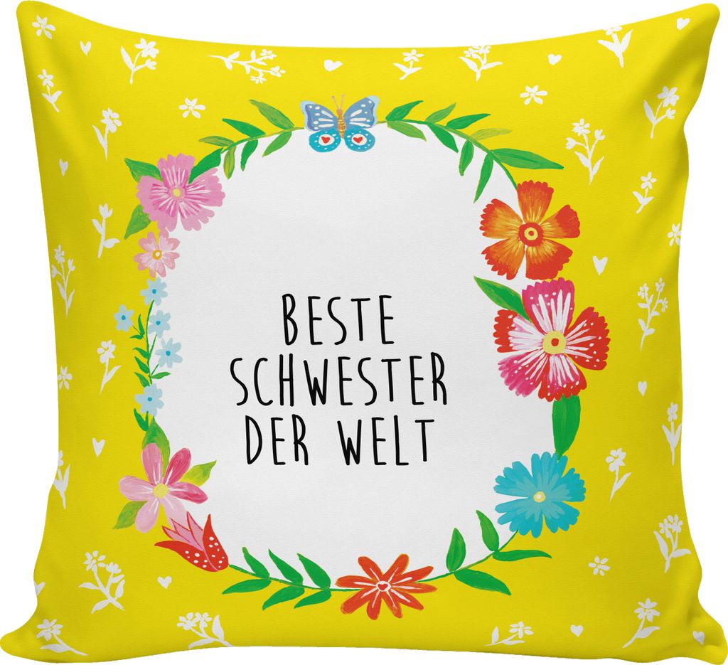 Mr. & Mrs. Panda kuschelkissen 40x40 Schwester - Weiß - Geschenk, Geschwister, Sofakissen, Sister, Kissen, Sofa, Kleinigkeit, Tochter, Couchkissen