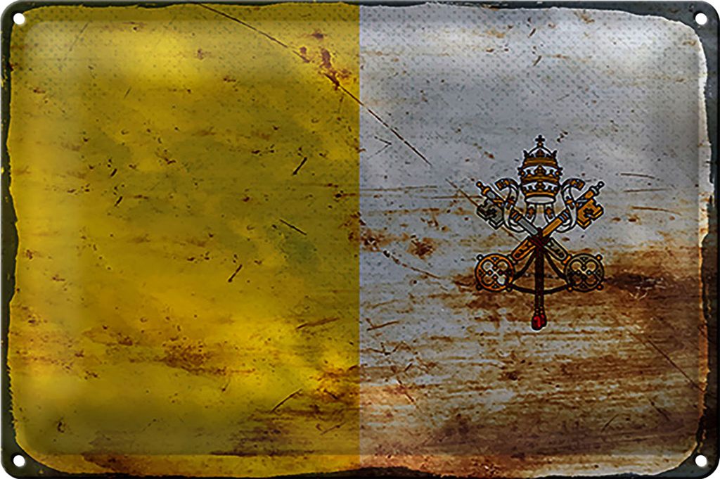 Blechschild Flagge Vatikanstadt 30x20cm Vatican City Rost
