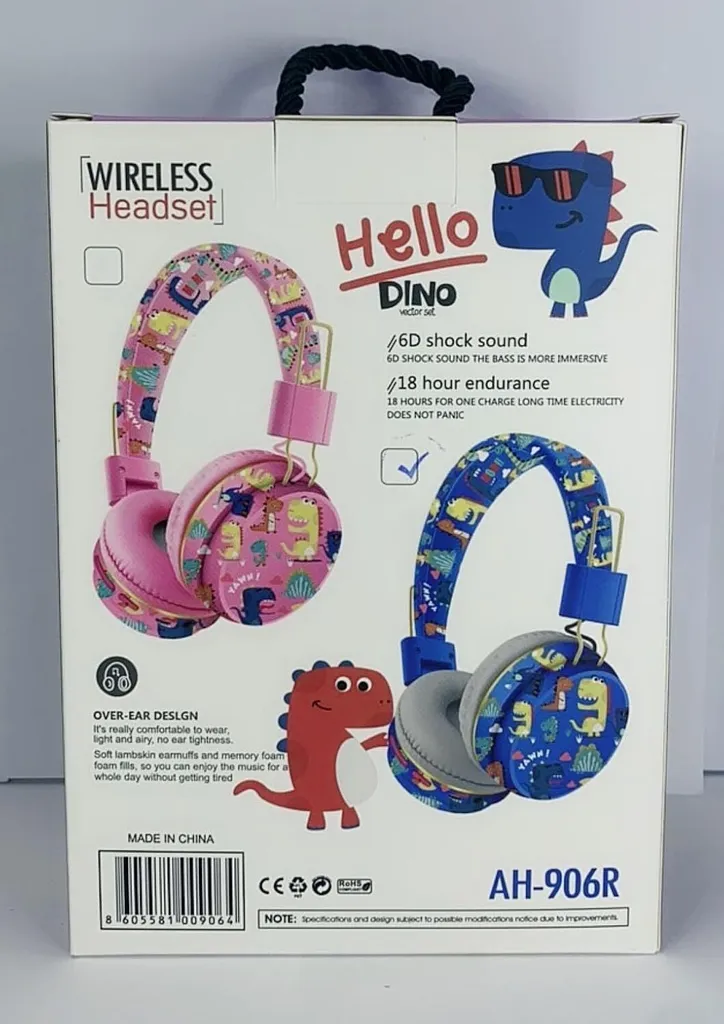 Cuffie Dinosauro Wireless per Bambini: Audio Sicuro 85dB e Bluetooth 5.3 - 2