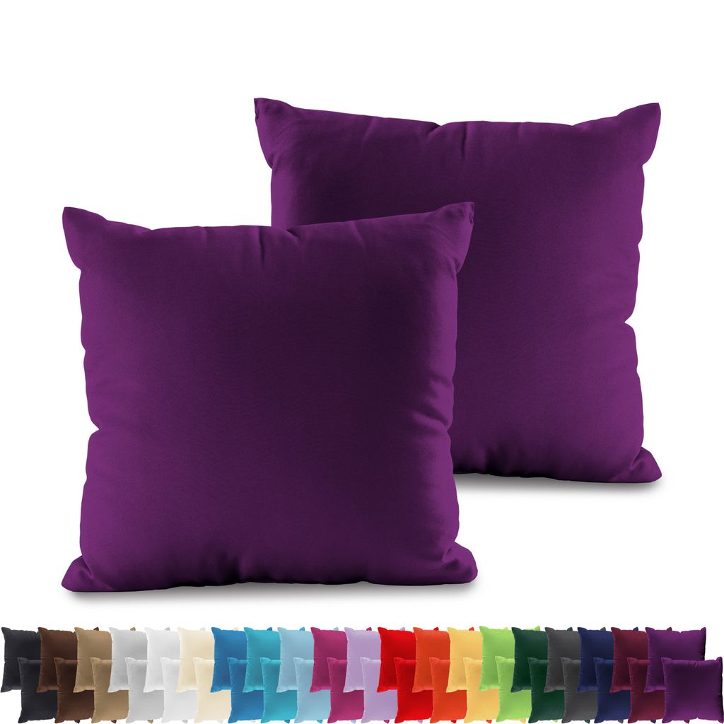 2er PACK JERSEY Kissenbezüge 100% Baumwolle Kissenhülle 160 Gr/m², in Größe: 40x40 cm, in Farbe: Orchidee