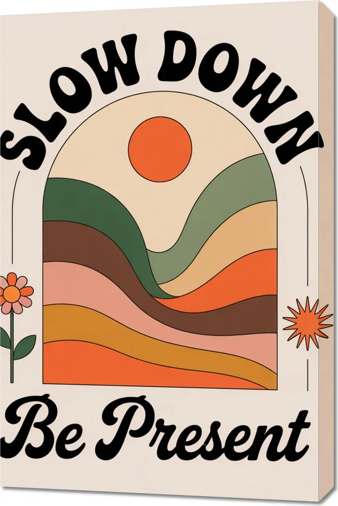 Quadro 60x90 cm Motivazionale Affermazione Retro Vintage Per il salotto Slow Down