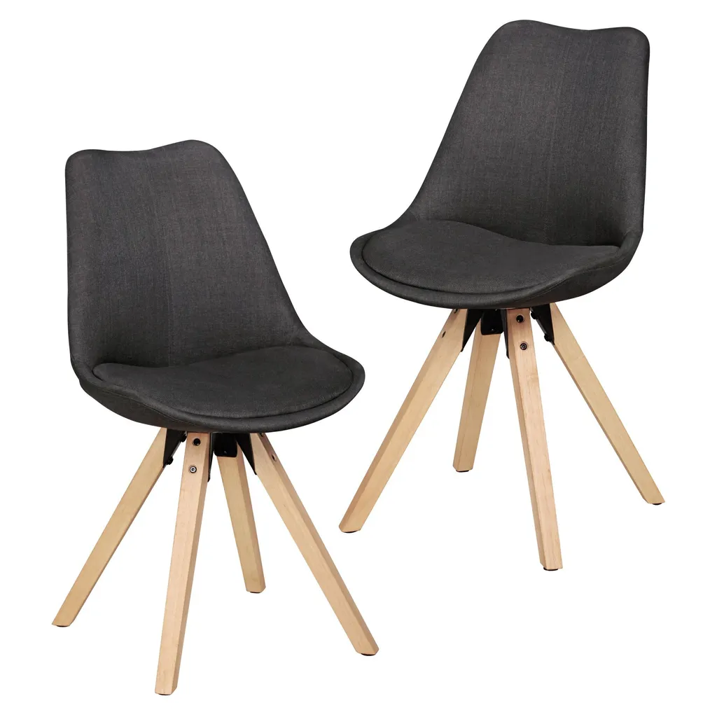 Lot de 2 chaises de salle à manger rétro LIMA anthracite rembourrées