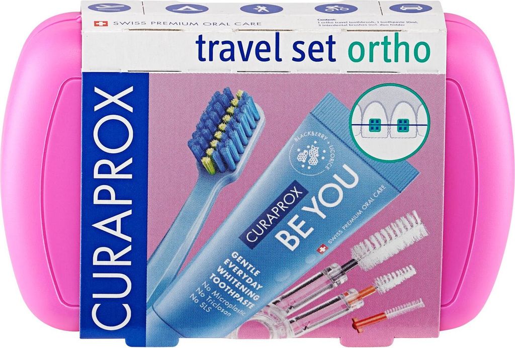 Curaprox Travel-Set ortho Zahnbürste rosa 1 St Produktbild 