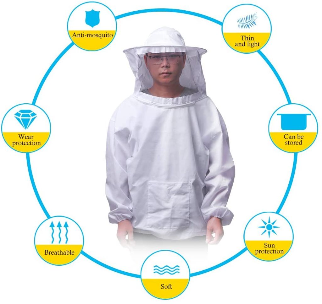 Imkerhut mit abnehmbarem Schleier Weiß Imkerjacke Professionelle Bienenschutz 