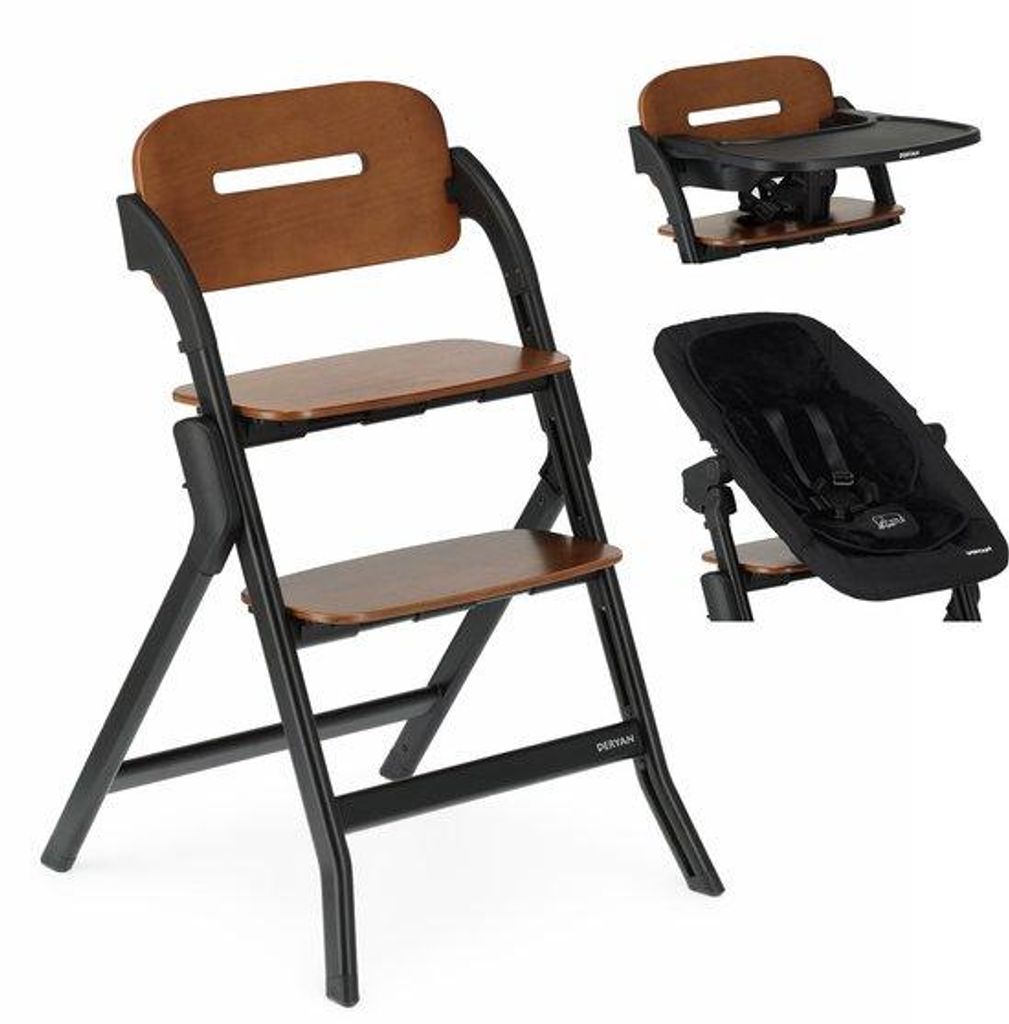 Chaise haute avec transat Deryan Oak Luxe – Noir Image du produit 
