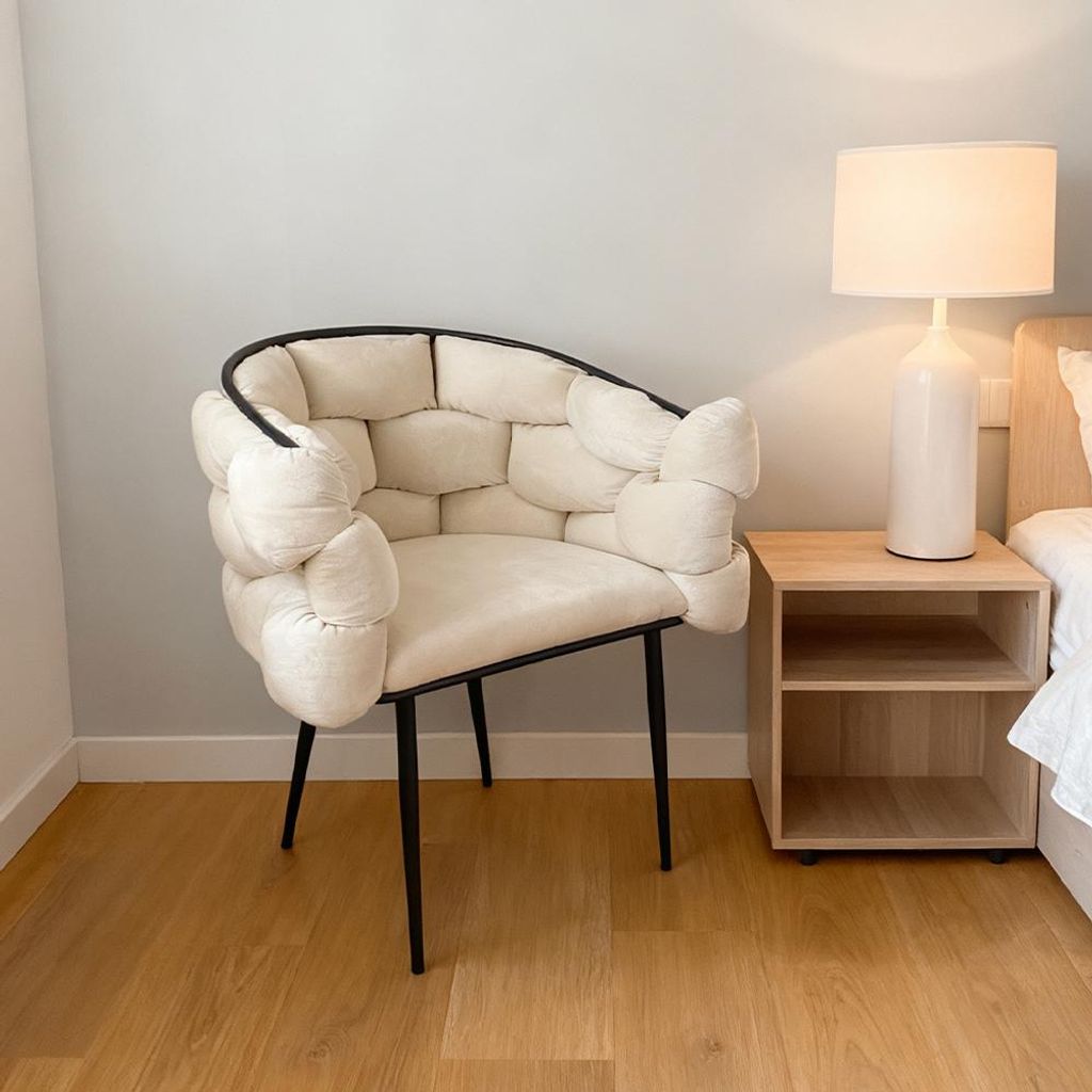 Kosmetikstuhl für Schönheitssalon & Nagelstudio, Make-up Stuhl, Heimisches Sessel, Komfortabel für Wohnzimmer & Heim Weiß L57*B74*H75.5cm【TD-...