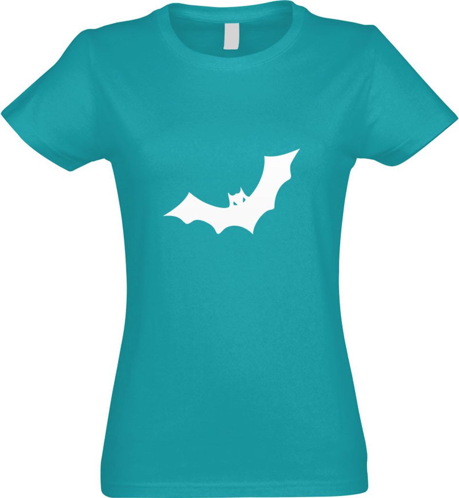 Kiwistar - T-Shirt tailliert - Damen - türkis - Fledermaus - mit Motiv Bedruckt - Funshirt Design - Sport - Freizeit - Damen - XXL