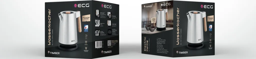 ECG RK 1767 Bouilloire 1,7 l 2200 W en acier inoxydable brossé durable