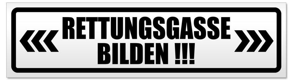 Kiwistar - Autoaufkleber - Schwarz - 60 x 16 cm - Rettungsgasse bilden - Hinweis Aufkleber Sticker für Auto, Kfz, Fahrrad, PKW, LKW