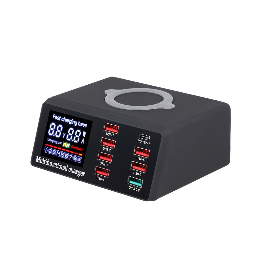 X9 8 Port Wireless USB Ladegeraet Schnellladung PD + QC3.0 Produktbild 3