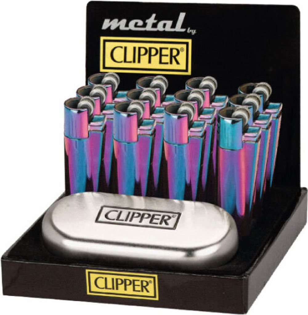 Clipper Metall Icy Reibradfeuerzeug in der Metallbox