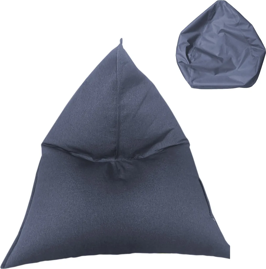 Housse de Pouf Vide Confortable pour Salon et Chambre en Tissu Bleu