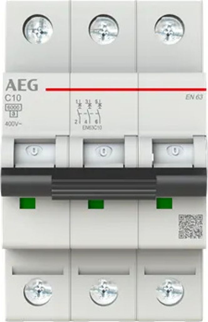 AEG EN63C10 Leitungsschutzschalter AEG ElfaPlus 6kA, C-Charakteristik, 10A, 3P 2CDS253088R0104