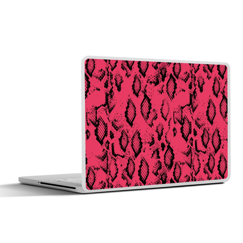 MuchoWow Laptop Aufkleber Sticker Cover Schlangendruck - Rosa - Schwarz 40x30 cm - Laptop Dekoration - Selbstklebend
