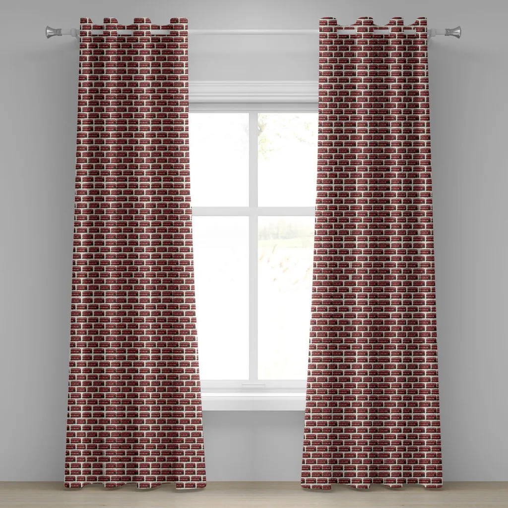 Set Tende ABAKUHAUS Londra Vintage 280x175 - Rosso Grigio Alta Qualità