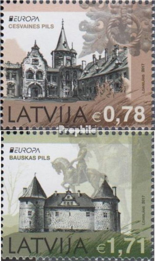 Briefmarken Lettland 2017 Mi 1011A-1012A (kompl.Ausg.) postfrisch Burgen und Schlösser