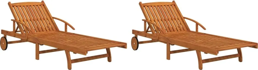Transat Jardin Bois d'Acacia Massif - Lot de 2 Bains de Soleil Confort