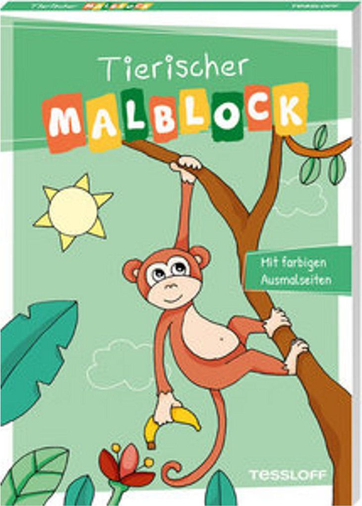 Tierischer Malblock | Mit rund 50 schöne Motiven zum Ausmalen | Geschenk für Kinder ab 5 Jahren | Mit ankolorierten Flächen: Mit farbigen Ausmal...