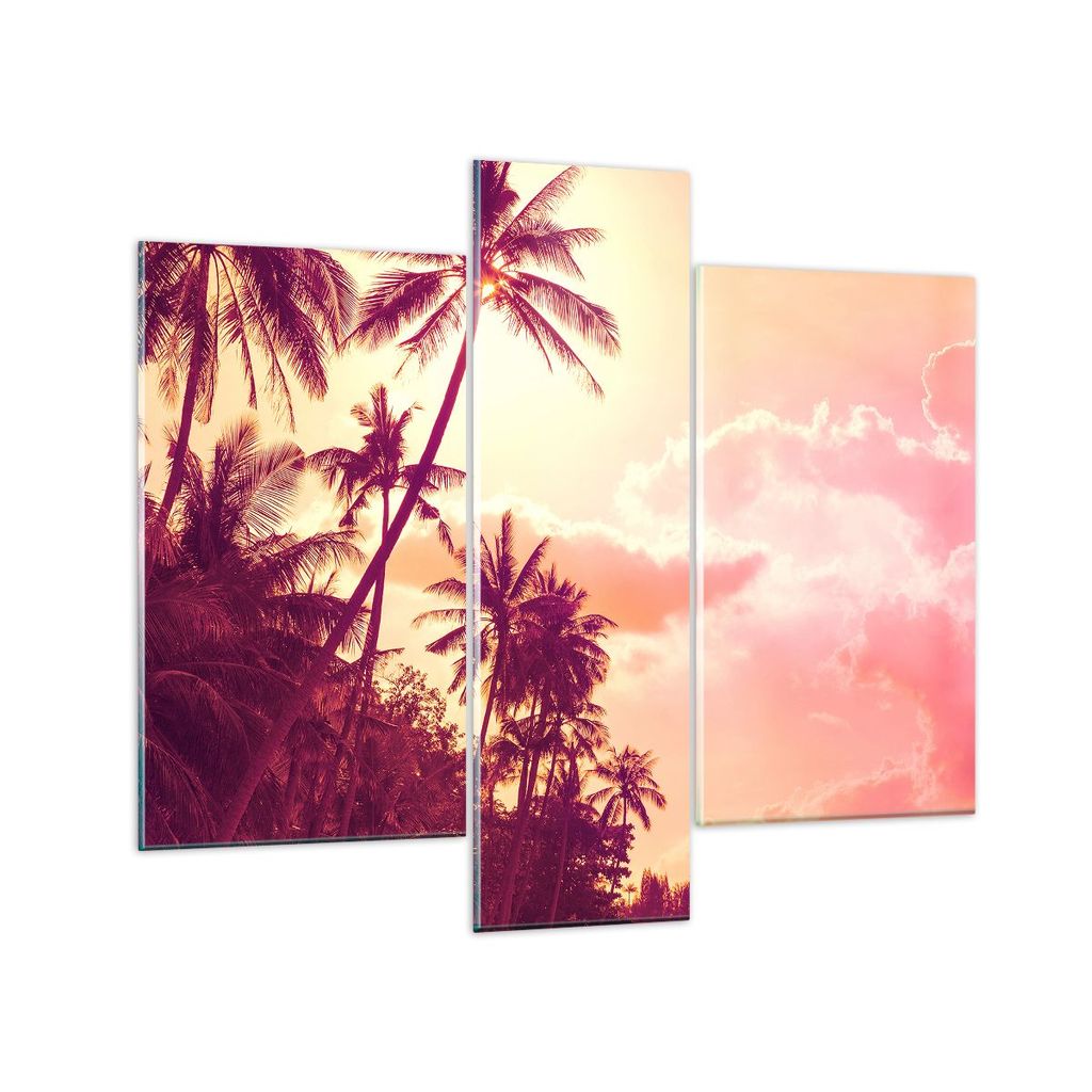 Bilder auf glas - palme dschungel - 95x80cm - Glasbilder - Wandbilder - Bilder - Kunstdruck - zum Aufhängen bereit - Wanddekoration aus Glas - Gla...