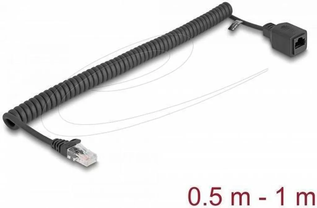 DELOCK Cavo RJ45 a spirale St > Bu Cat.5e UTP 0,5m - 1m nero