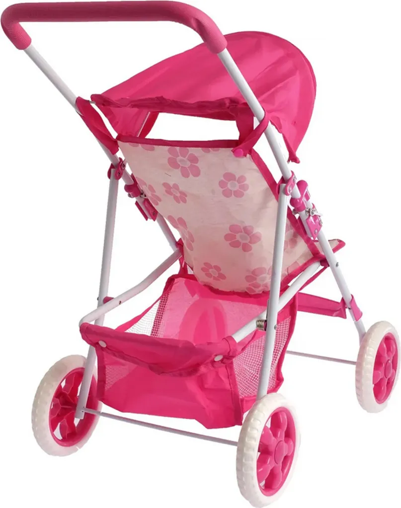 Poussette poupée Woopie Royal fleurs - Jouet robuste et facile à diriger