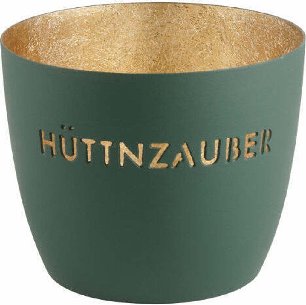 Gift Company Windlicht Madras Hüttnzauber M, Teelichthalter, Kerzenhalter, Eisen, yucca / Gold, H 8.5 cm, 1100604073