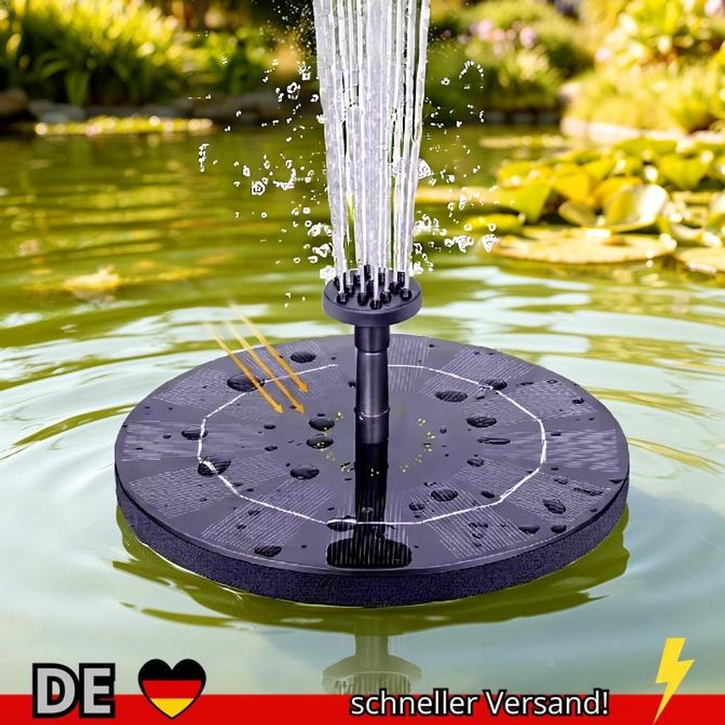 Solar-Brunnenpumpe Schwimmendes Solarpanel Vogelbäder Wasserbrunnen mit 4