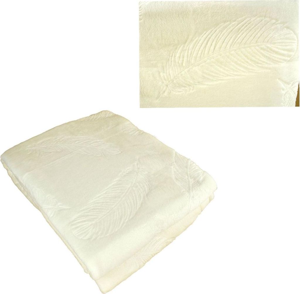 Kuscheldecke Flanell XL ca. 150x200 cm Feder Prägung 3 Farben Wohndecke