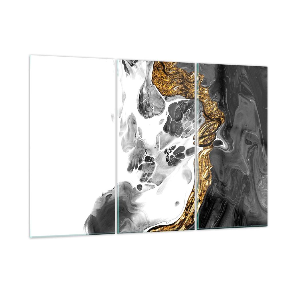 Bilder auf glas - 3 Teile - Abstraktion verschüttet Kontrast - 105x70cm - Glasbilder - Wandbilder - Bilder - Wanddekoration aus Glas - Glas Bilder...