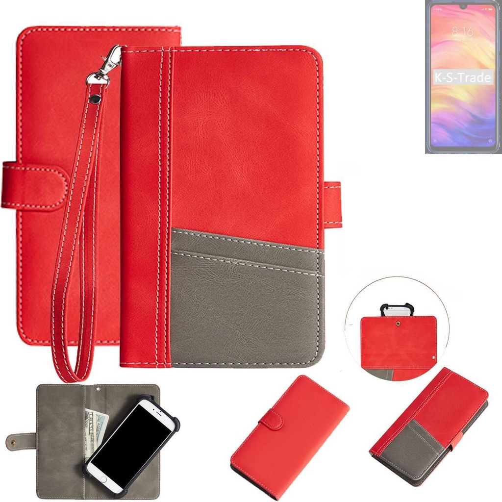 K-S-Trade Handy Schutzhülle für Xiaomi Redmi Note 7 Pro Hülle Portemonnee Brieftasche Klapphülle Kartenfächer Flip Wallet Case Etui