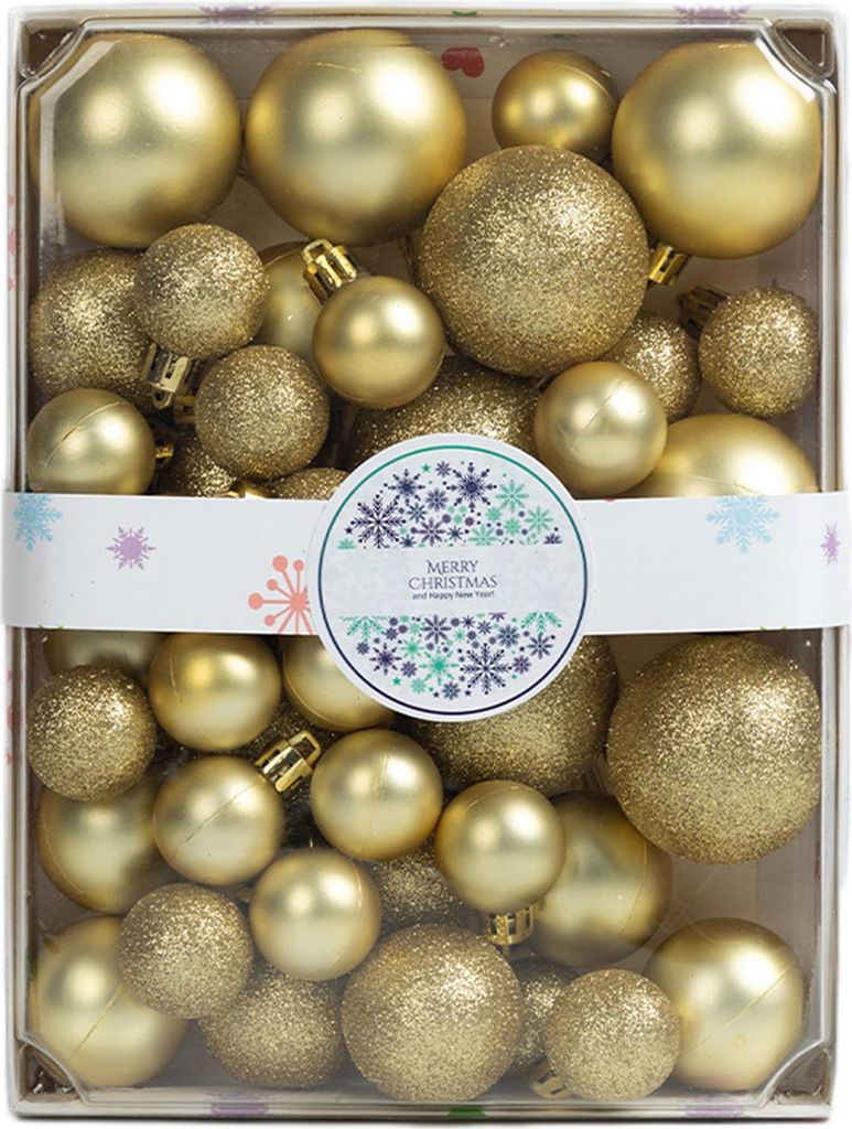 42-teiliges Set mit 3/4/5 cm großen Weihnachtskugeln mit Glitzeroberfläche und verschiedenen Mustern – bruchsicher, wiederverwendbarer Weihnach...