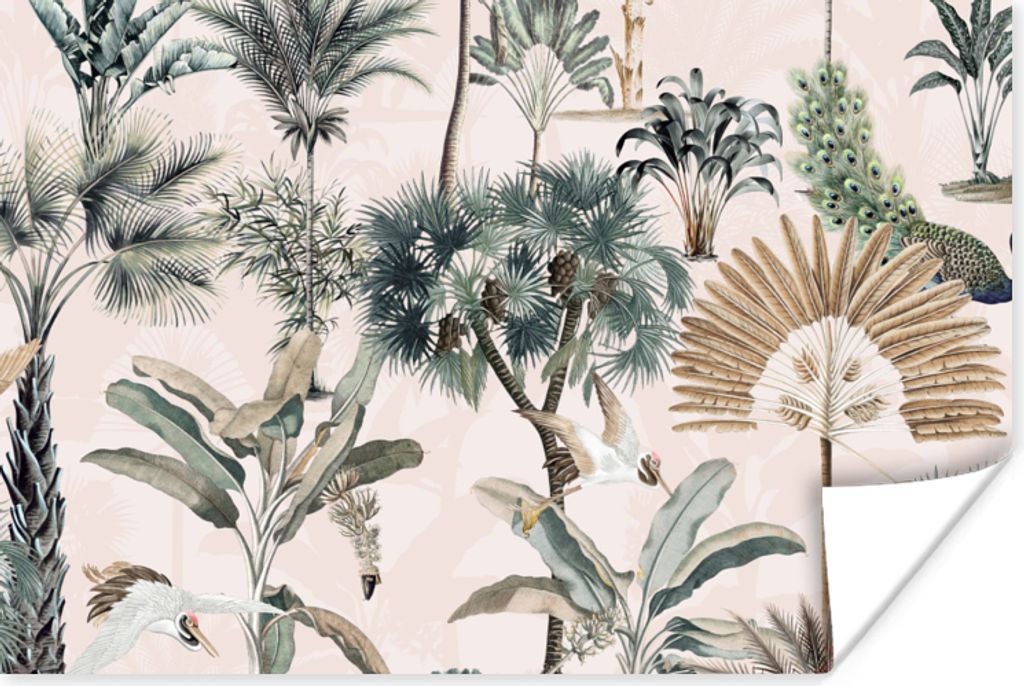 MuchoWow Poster Blätter - Monstera - Dschungel - Tropisch 120x80 cm - Bilder