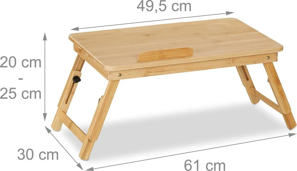 Support ordinateur portable inclinable en bambou avec pieds ajustables - 3