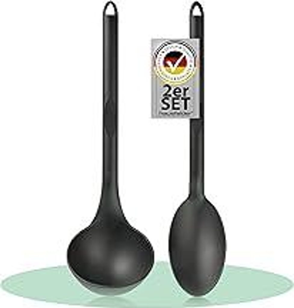 Hausfelder Schöpfkelle & Schöpflöffel aus Kunststoff Set - Suppenkelle Kochlöffel 2er Set, BPA-frei, hitzebeständig, Camping & Küche