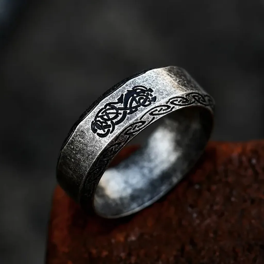 Anello Uomo Celtico Argento Massiccio 925 Vintage KP31786 - Rock Style - 2