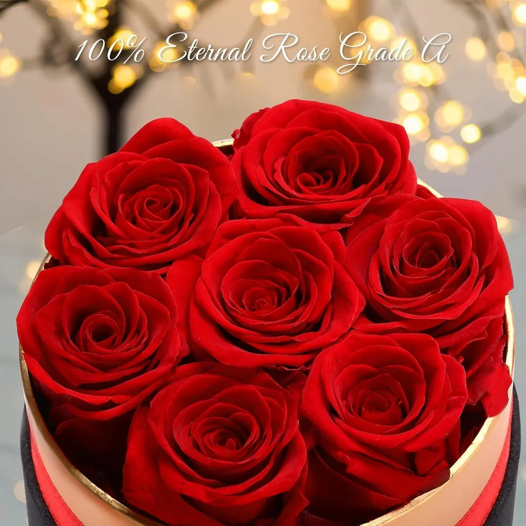 Bouquet de Fleurs Éternelles sous Coffret de Luxe - Déco Saint-Valentin