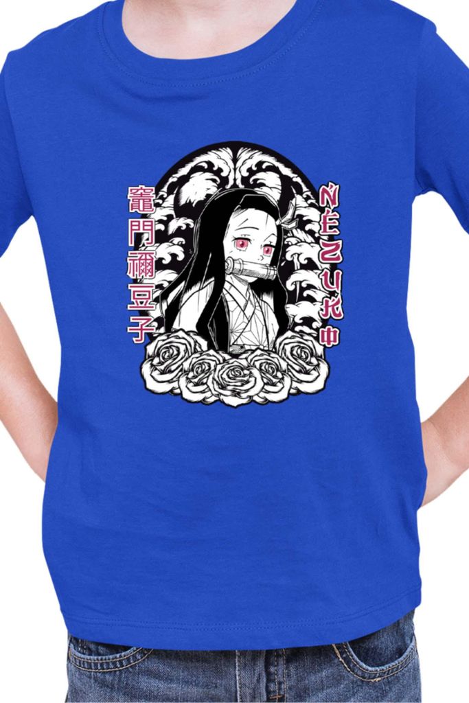 Kinder T-Shirt Japan Manga Anime Comics Animation Demon Anime Slayer Nezuko 18, 7-8 Jahr - 128 / Blau