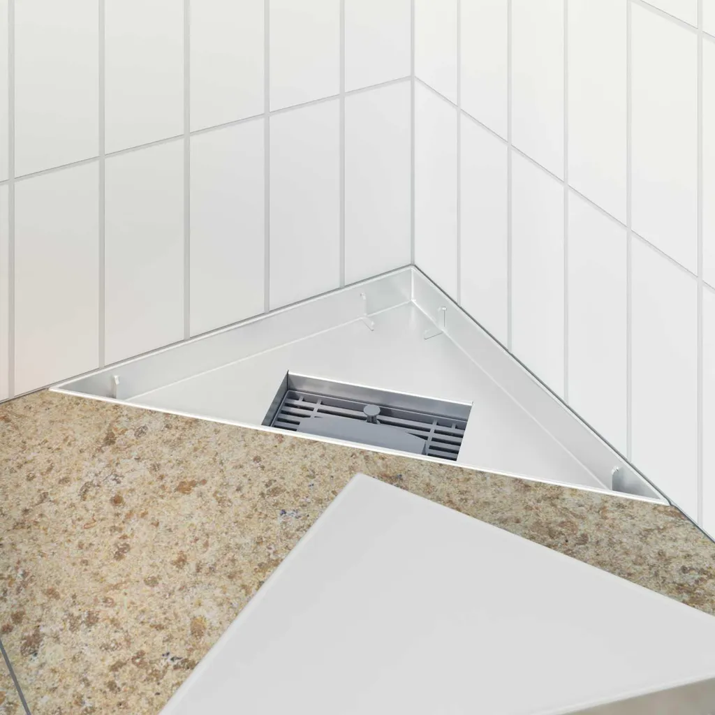 Siphon de douche d'angle pour drainage efficace et sol carrelé 32cm - 3