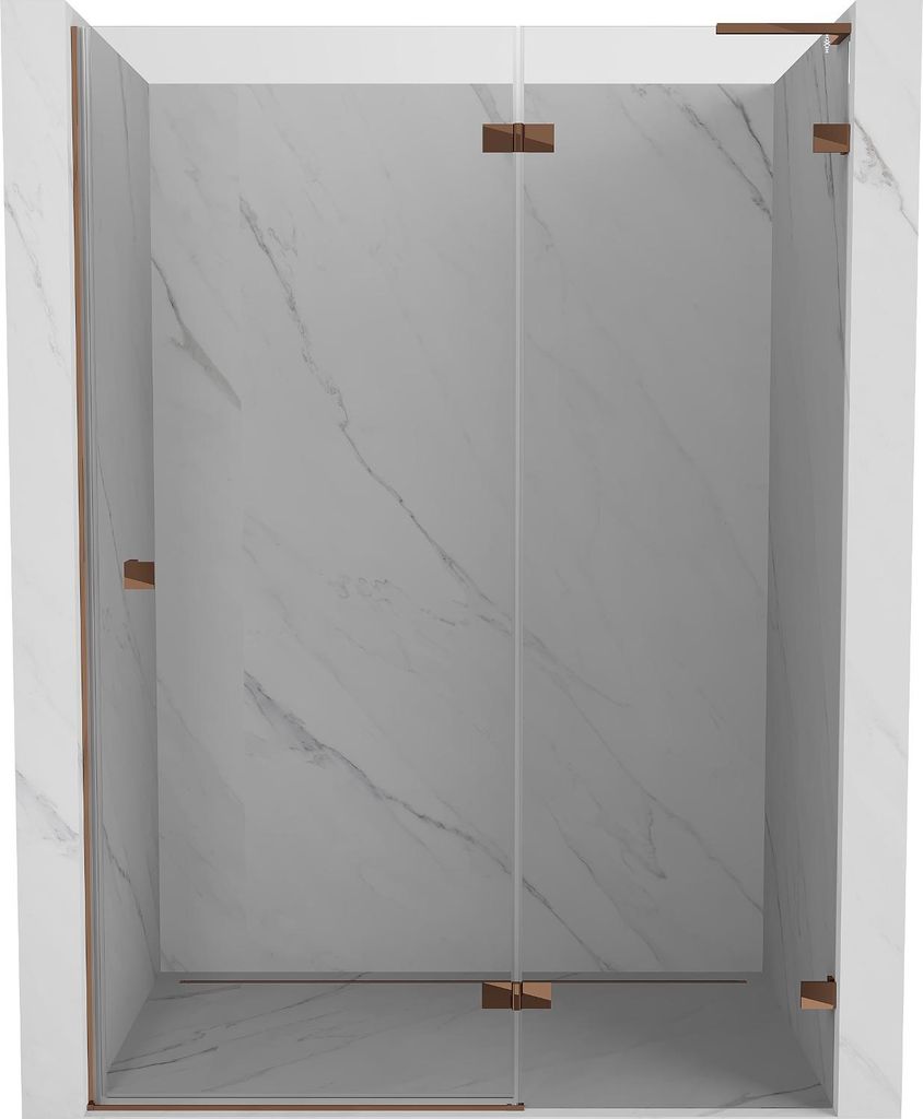 Mexen Lunar L Duschabtrennung öffnend rechts 130 cm, transparent, Roségold - 834L-130-000-60-00-P
