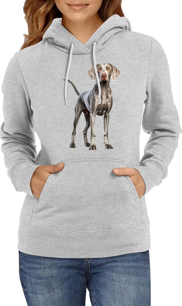 Damen Kapuzenpullover Dogs Breeds Weimaraner Dog Breed 005, Lady 2XL / Grau