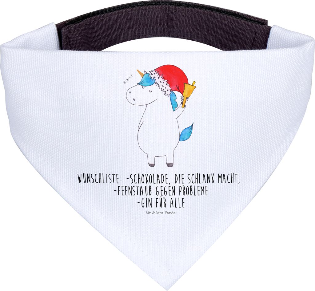 Mr. & Mrs. Panda Bandana Einhorn Weihnachtsmann - Weiß - Geschenk, Unicorn, Hundehalstuch, Halstuch Für Hunde, Schokolade, Nikolaus, Dreieckstuch...