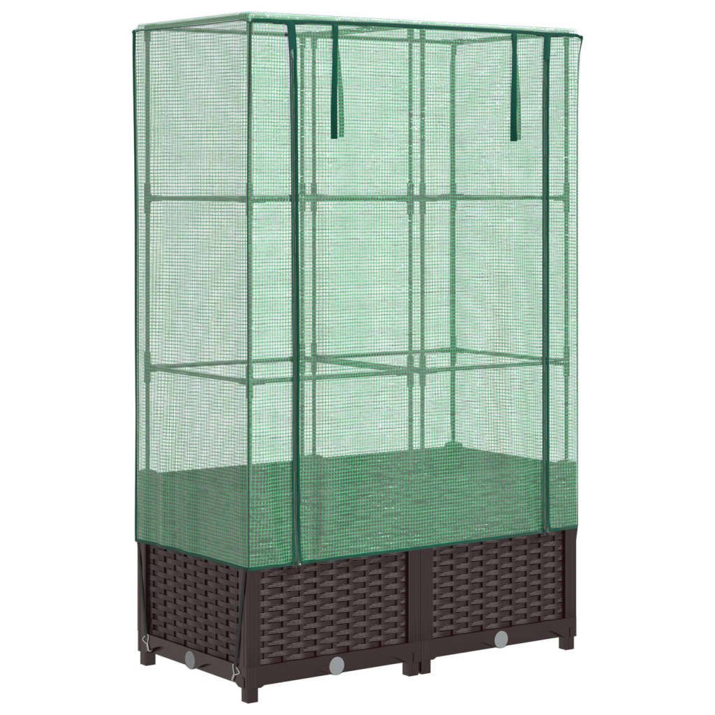 Hochbeet mit Gewächshaus-Aufsatz Rattan-Optik 80x40x138 cm Produktbild 