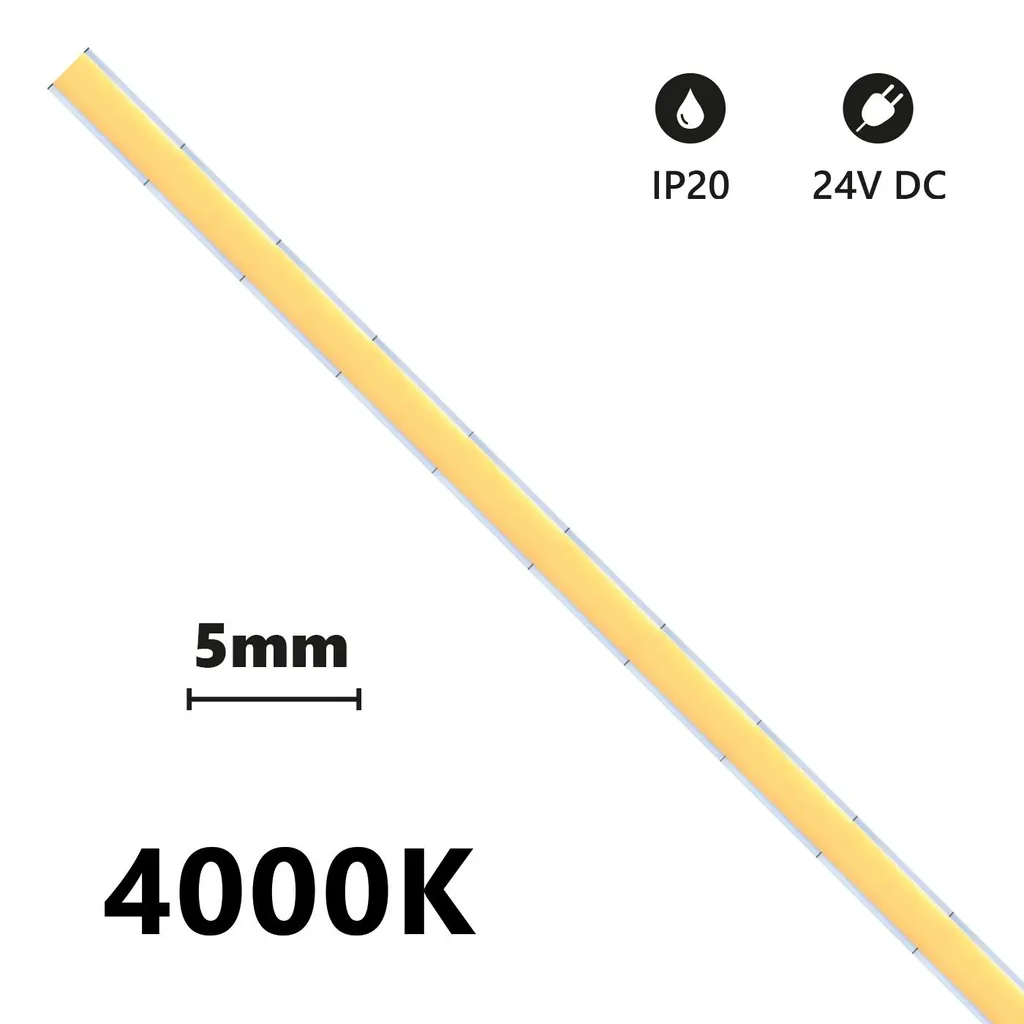 Bandeau LED 24V Haute Densité 504 LED/m - Alcapower COB 4000K 5m