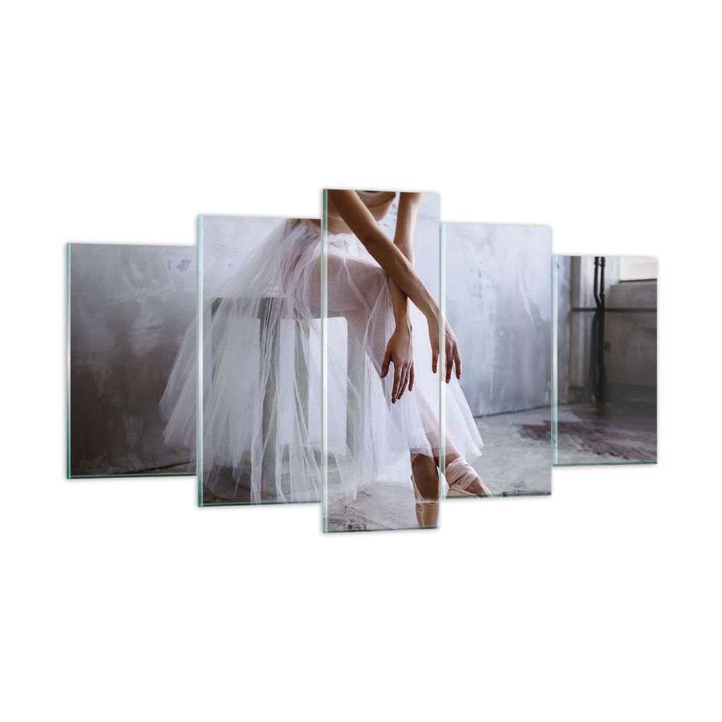 Bilder auf glas - 5 Teile - Ballerina Ballett Studio - 160x85cm - Glasbilder - Wandbilder - Bilder - zum Aufhängen bereit - Wanddekoration aus Gla...