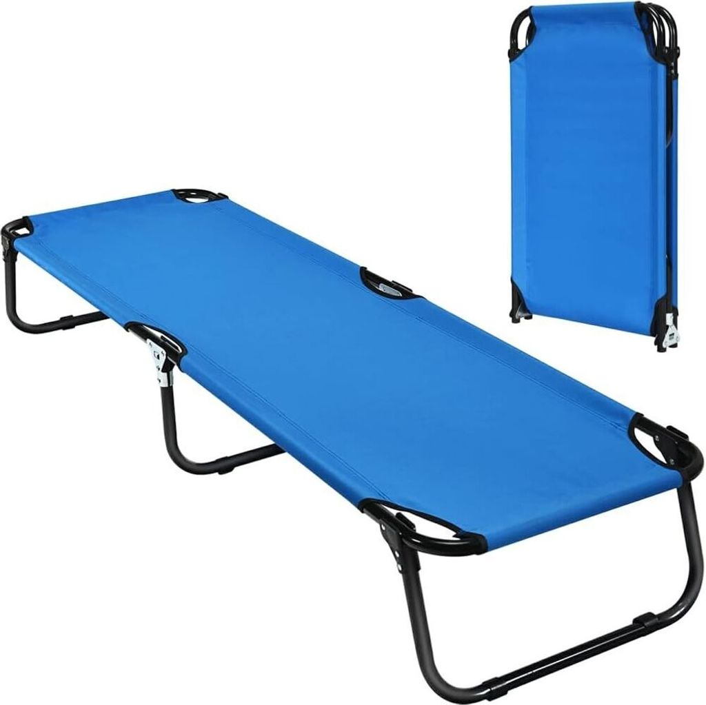 KOMFOTTEU Faltbare Sonnenliege, Campingbett mit Metallrahmen & Oxford-Gewebe, einzelnes Klappbett bis 150 kg belastbar für Outdoor Camping Garten,...