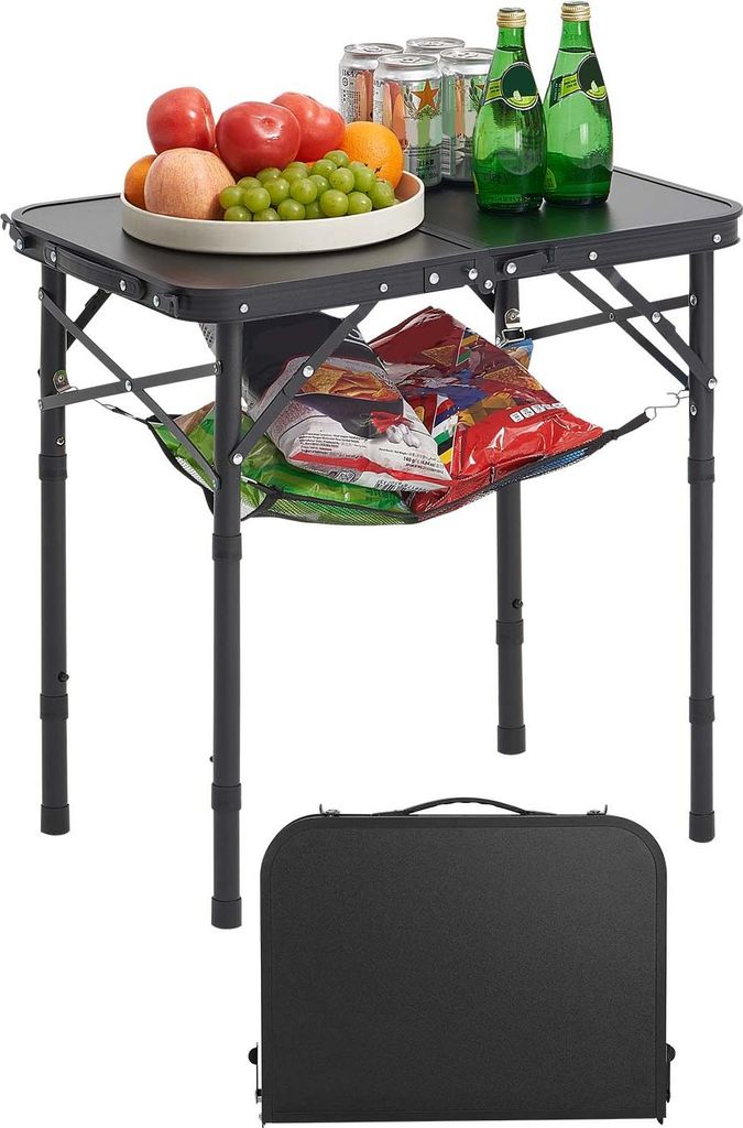 VEVOR Klapptisch Buffettisch tragbarer Allzwecktisch 60 x 40 cm, höhenverstellbarer Tisch (für 2-4 Personen) mit Tragegriff, Gartentisch Campingt...