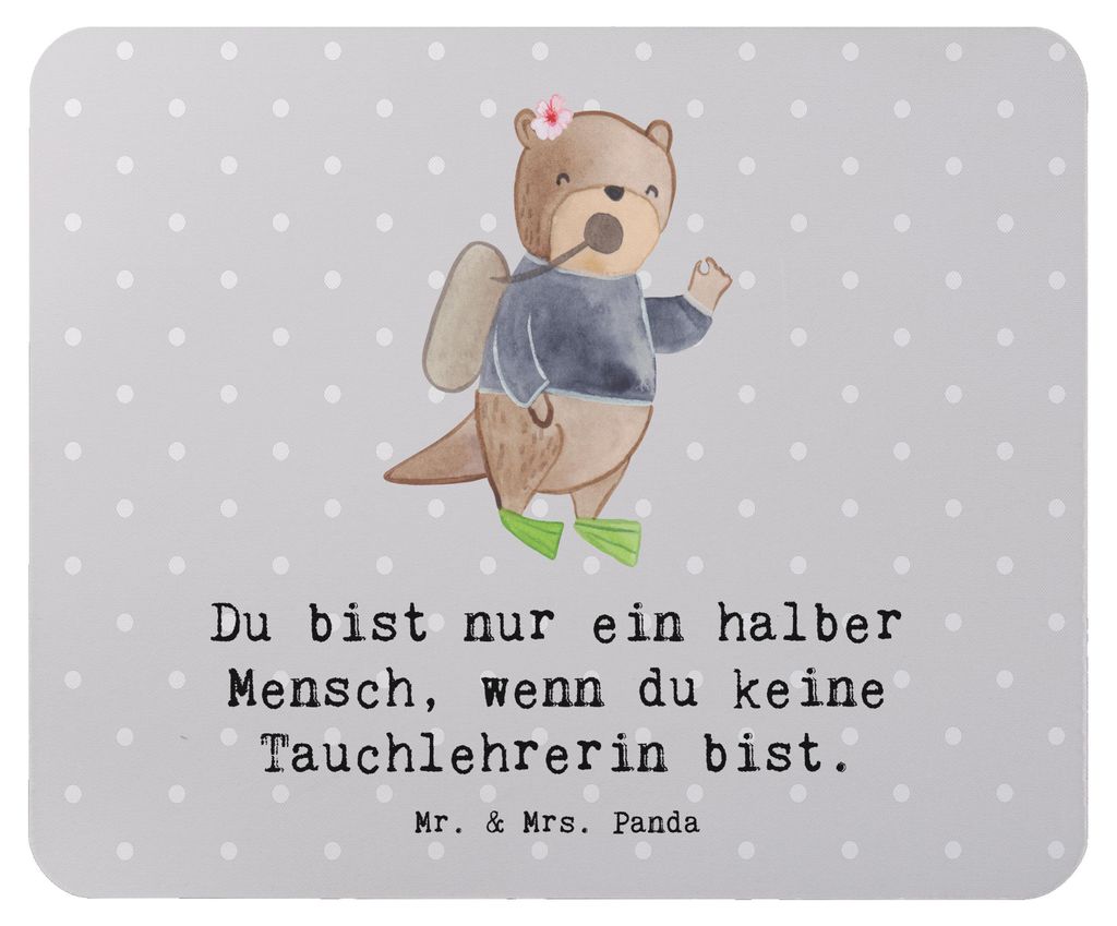 Mr. & Mrs. Panda Mousepad Tauchlehrerin Herz - Grau Pastell Produktbild 
