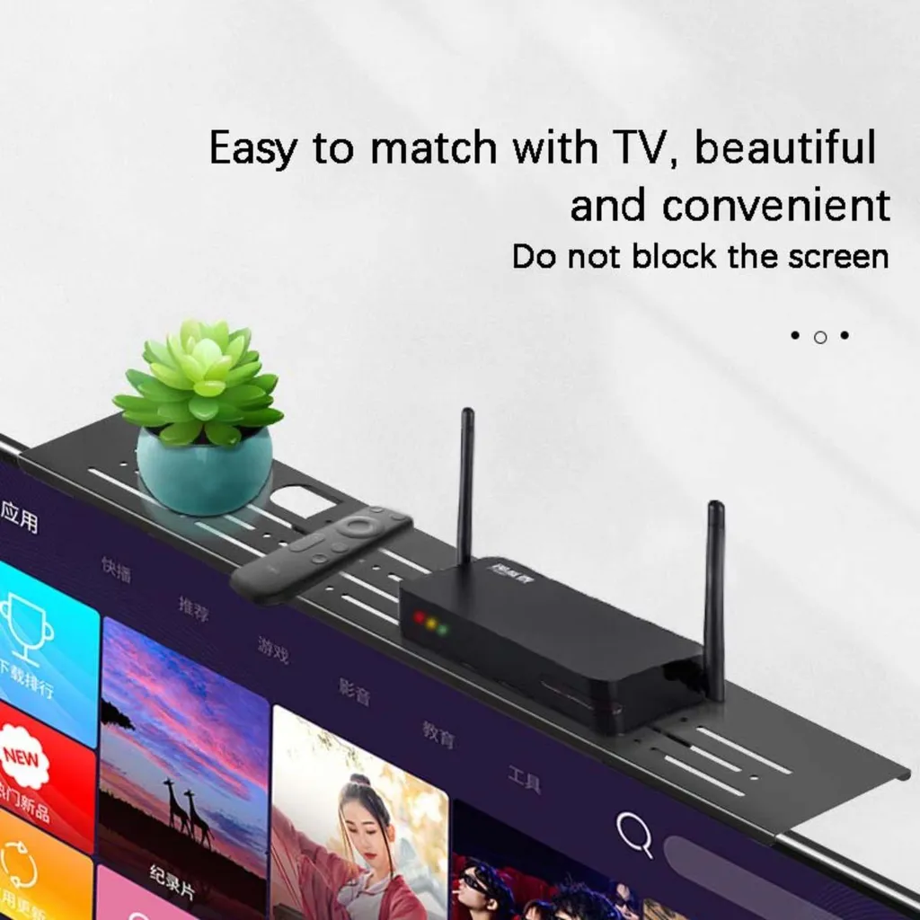 INF Étagère de Rangement TV 85cm avec Support Télécommande Mural Noir